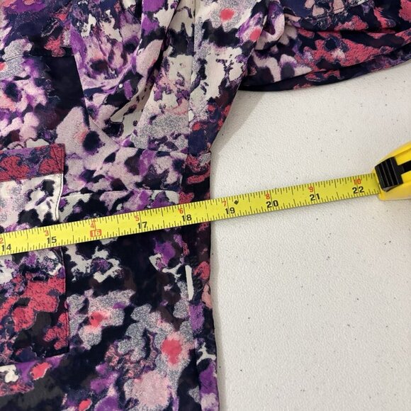 Express The Portofino Shirt Sheer Floral Button Down Blouse Women Small - Picture 7 of 8
